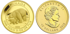 1/4<sub>oz</sub> Royal Canadian Mint Polar Bear & Cub Gold Coin